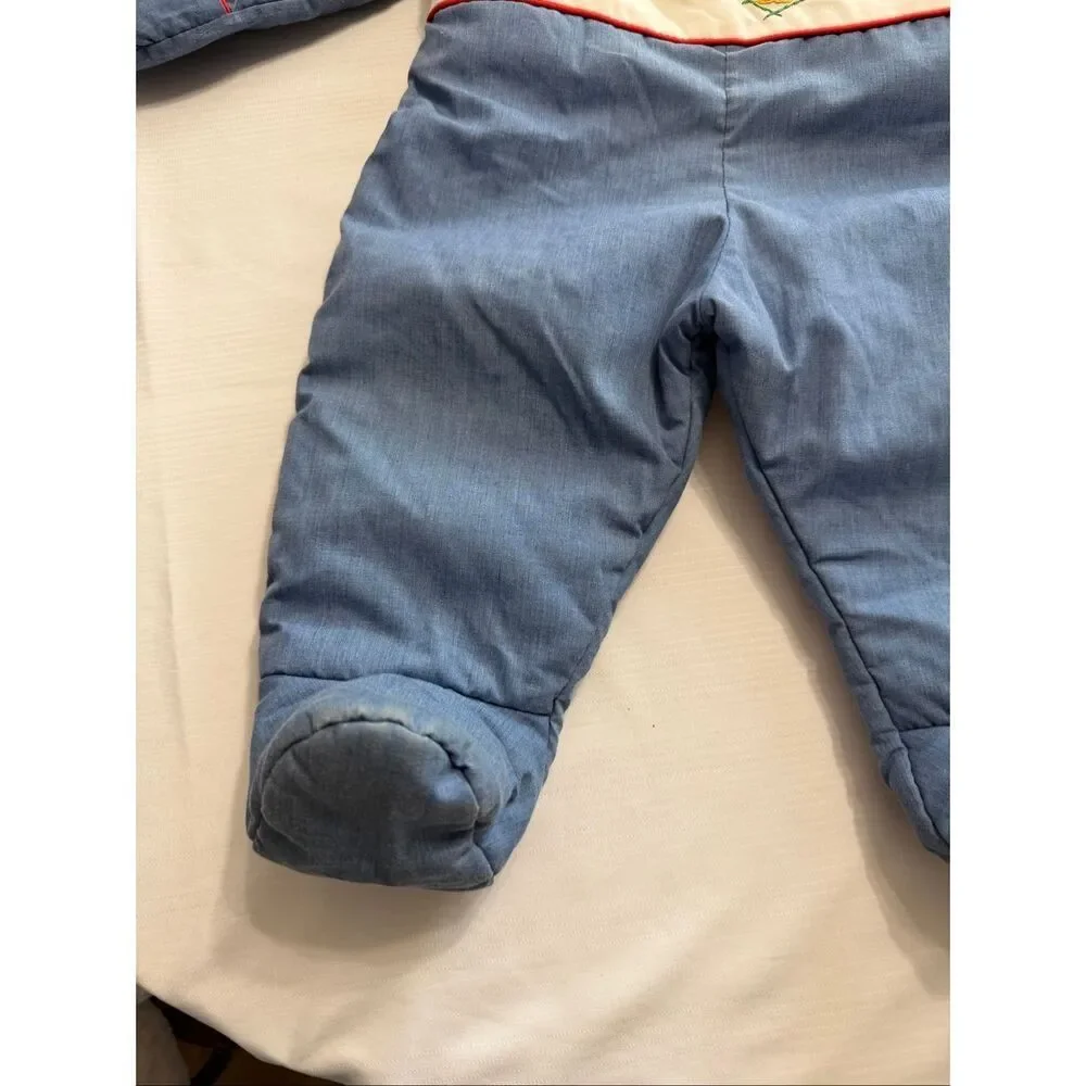 Quiltex Vintage Kids Train Embroidered Snowsuit Size 12 Months